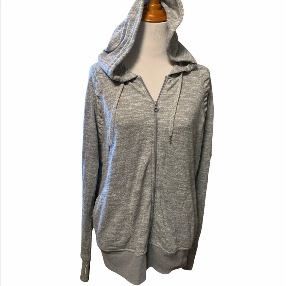 Xersion gray full zip hoodie with shoulder details